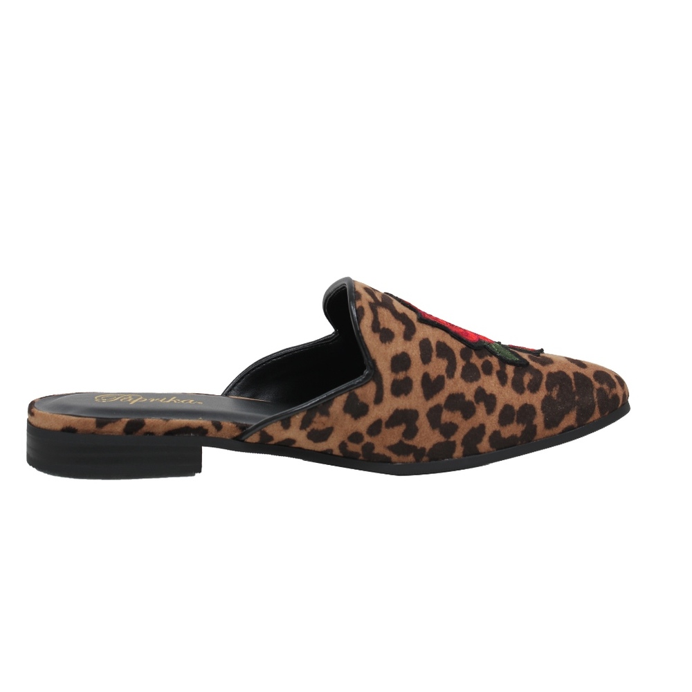 Cheetah Rose Embroidery Backless Slip On Loafer - Picture 5 of 6